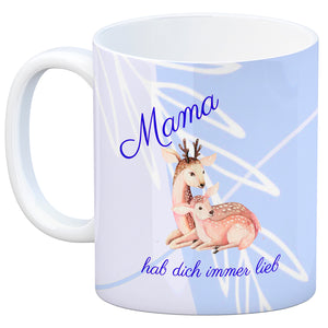 Mama hab dich immer lieb Kaffeebecher mit niedlichem Nilpferd in rosa