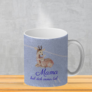 Mama hab dich immer lieb Kaffeebecher mit niedlichem Nilpferd in rosa