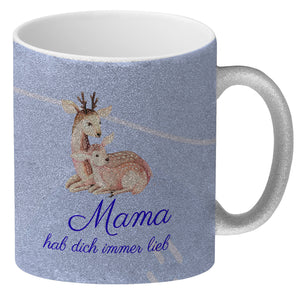 Mama hab dich immer lieb Kaffeebecher mit niedlichem Nilpferd in rosa