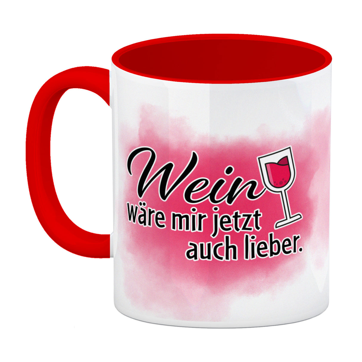 Wein wäre mir jetzt auch lieber - Kaffeebecher mit Weinglasmotiv