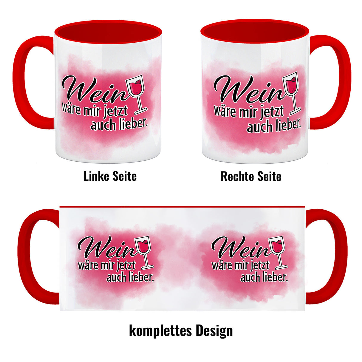 Wein wäre mir jetzt auch lieber - Kaffeebecher mit Weinglasmotiv