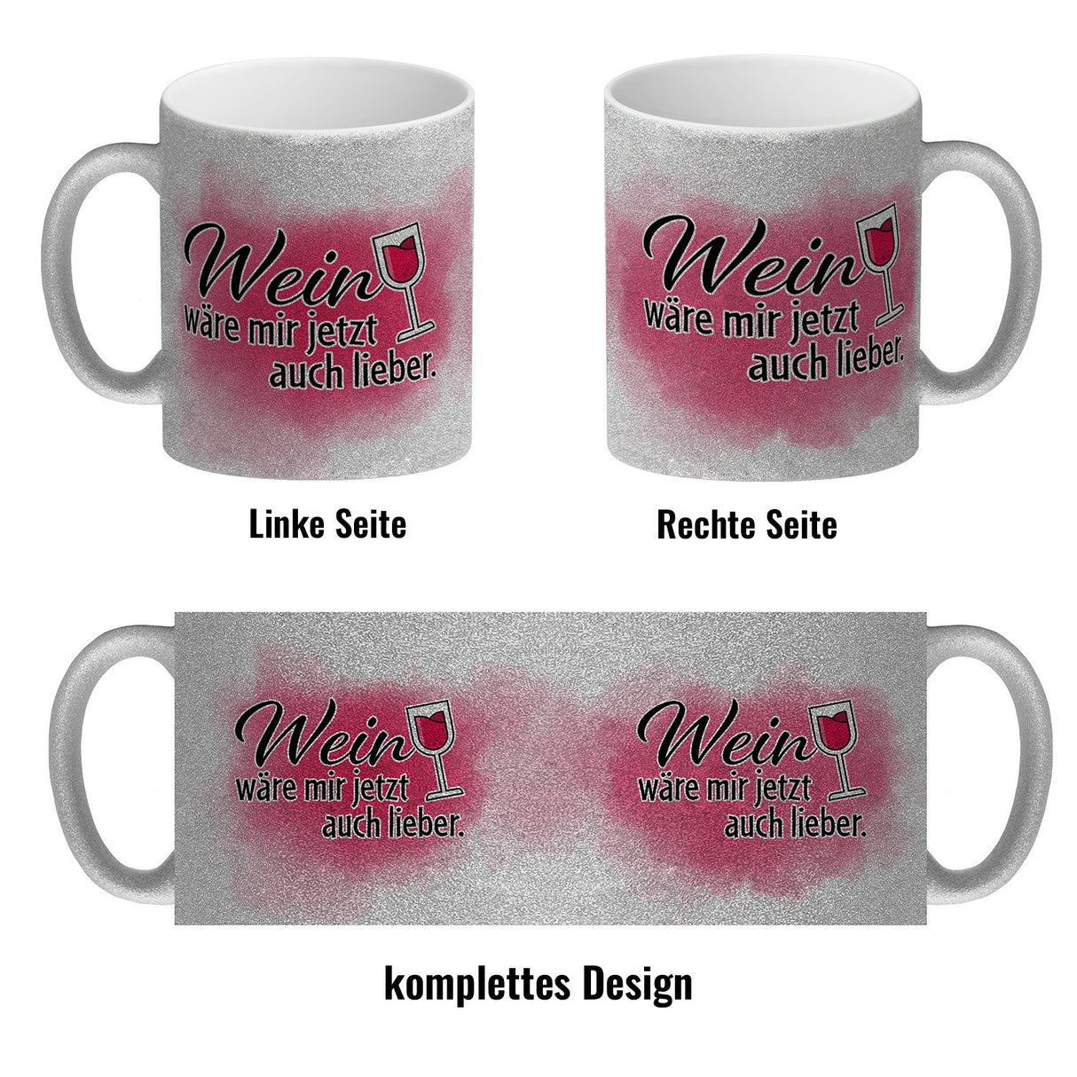 Wein wäre mir jetzt auch lieber - Kaffeebecher mit Weinglasmotiv