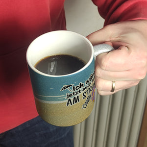 Ich wäre jetzt auch lieber am Strand - Kaffeebecher mit Strandmotiv