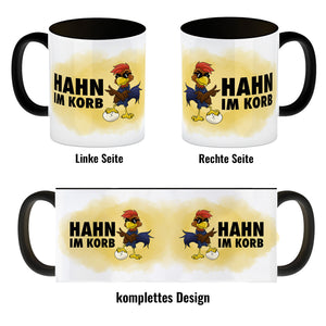Hahn im Korb - Kaffeebecher mit coolem Cartoon-Hahn