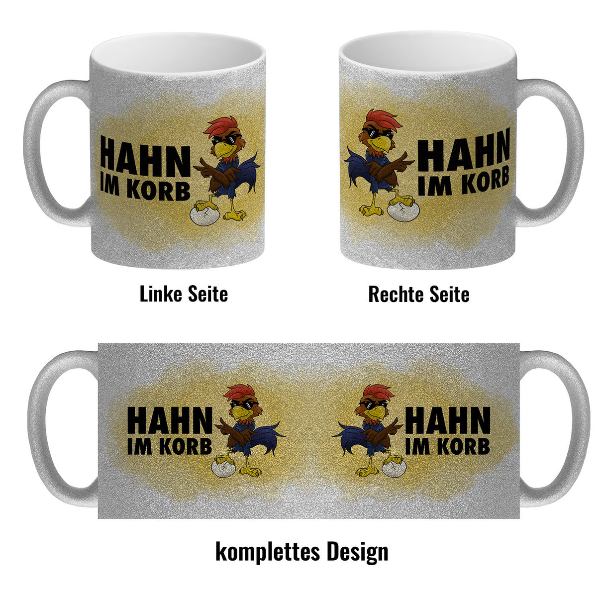 Hahn im Korb - Kaffeebecher mit coolem Cartoon-Hahn