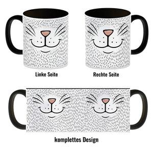 Katzengesicht Kaffeebecher mit süßem Lächeln einer Katze