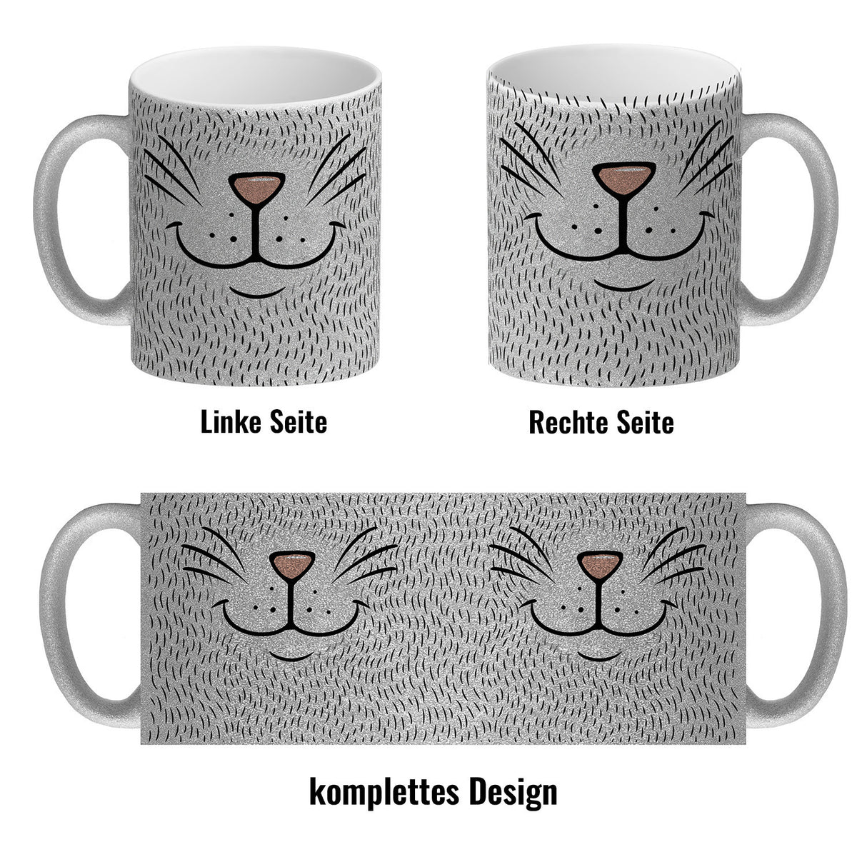Katzengesicht Kaffeebecher mit süßem Lächeln einer Katze