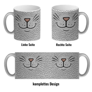 Katzengesicht Kaffeebecher mit süßem Lächeln einer Katze