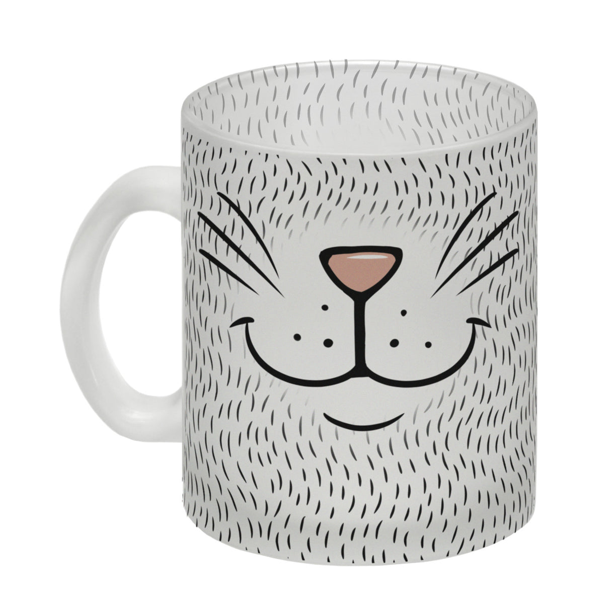 Katzengesicht Kaffeebecher mit süßem Lächeln einer Katze