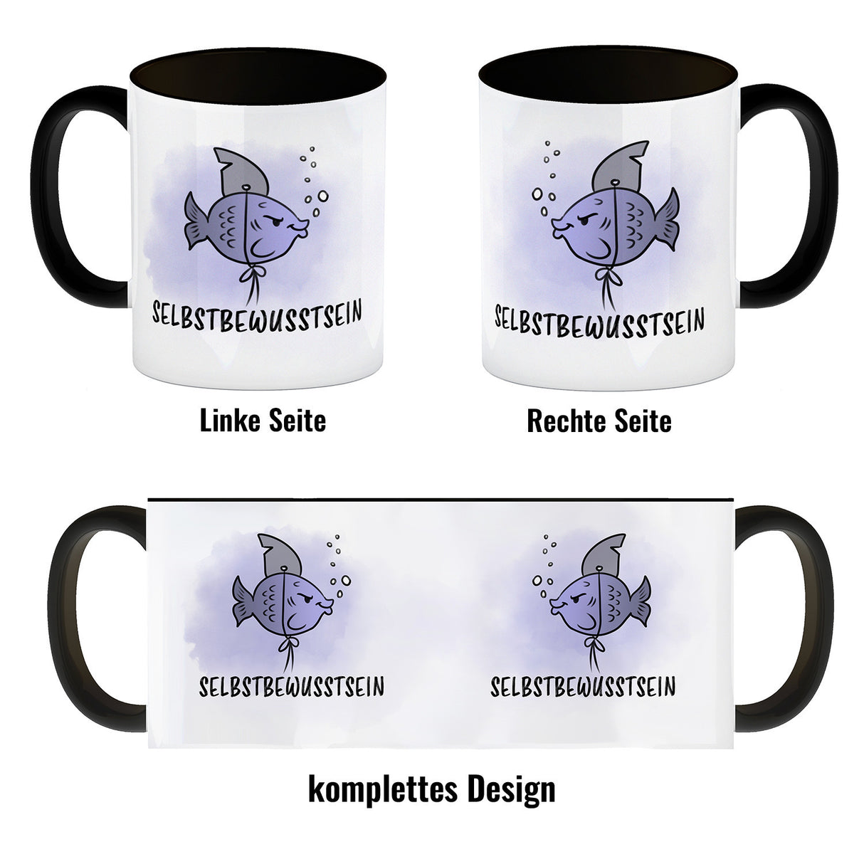 Selbstbewusstsein - Kaffeebecher mit dem gewitzten Fisch mit Haifischflosse