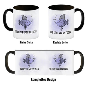 Selbstbewusstsein - Kaffeebecher mit dem gewitzten Fisch mit Haifischflosse