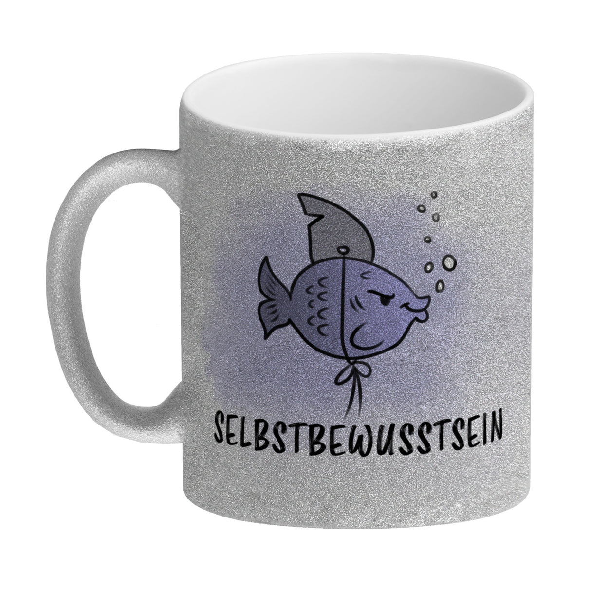Selbstbewusstsein - Kaffeebecher mit dem gewitzten Fisch mit Haifischflosse
