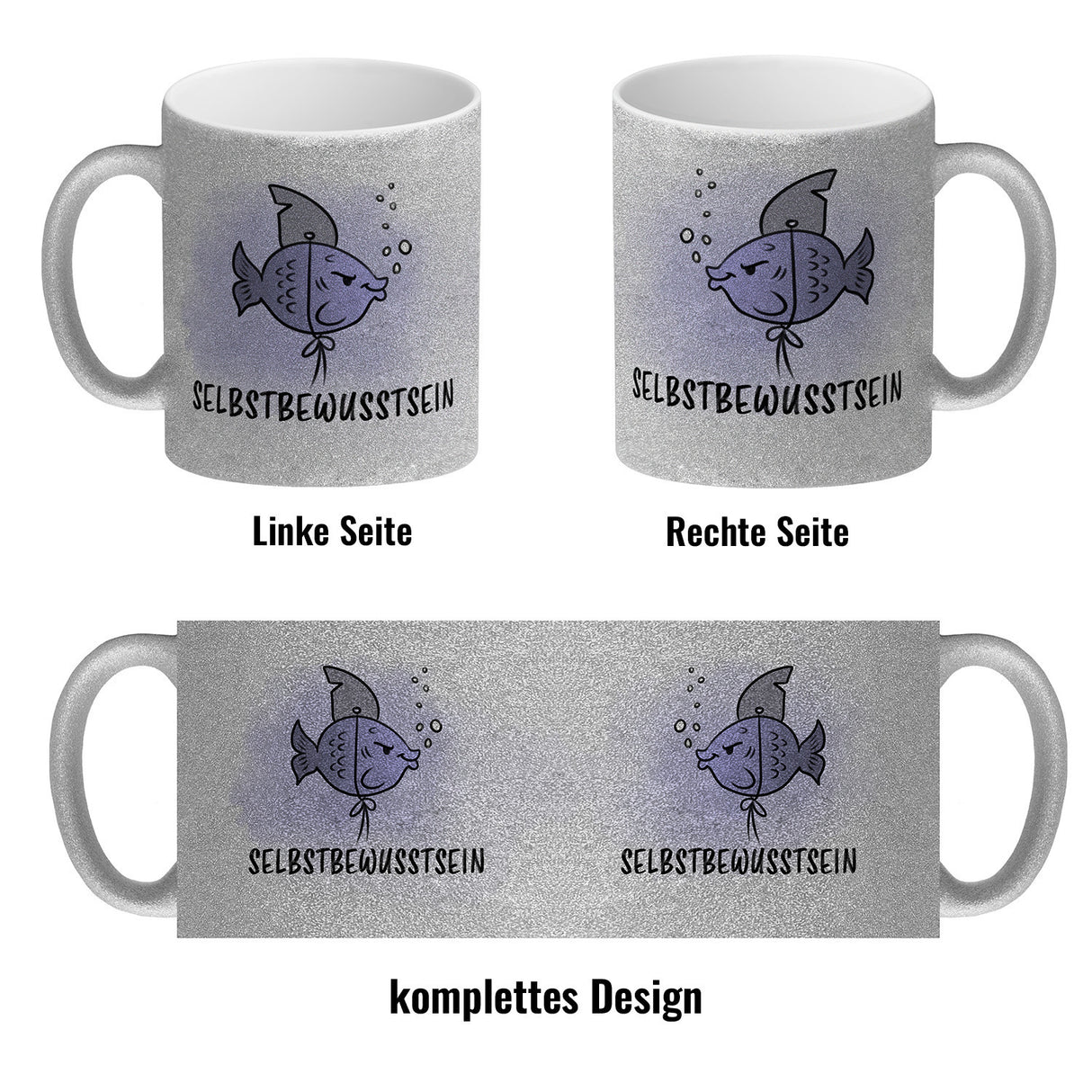 Selbstbewusstsein - Kaffeebecher mit dem gewitzten Fisch mit Haifischflosse