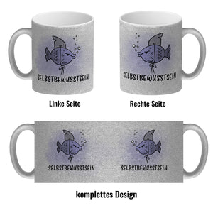 Selbstbewusstsein - Kaffeebecher mit dem gewitzten Fisch mit Haifischflosse