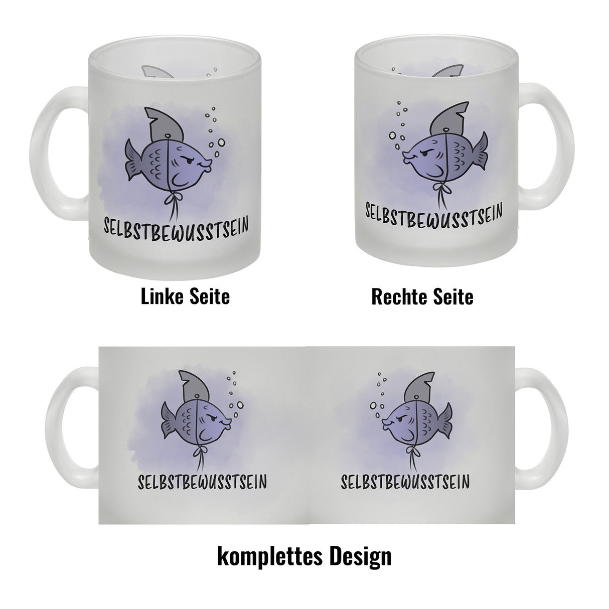 Selbstbewusstsein - Kaffeebecher mit dem gewitzten Fisch mit Haifischflosse