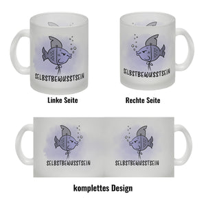 Selbstbewusstsein - Kaffeebecher mit dem gewitzten Fisch mit Haifischflosse