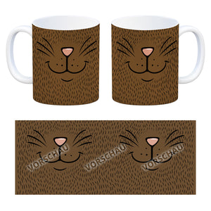 Katzengesicht Kaffeebecher mit süßem Lächeln einer Katze