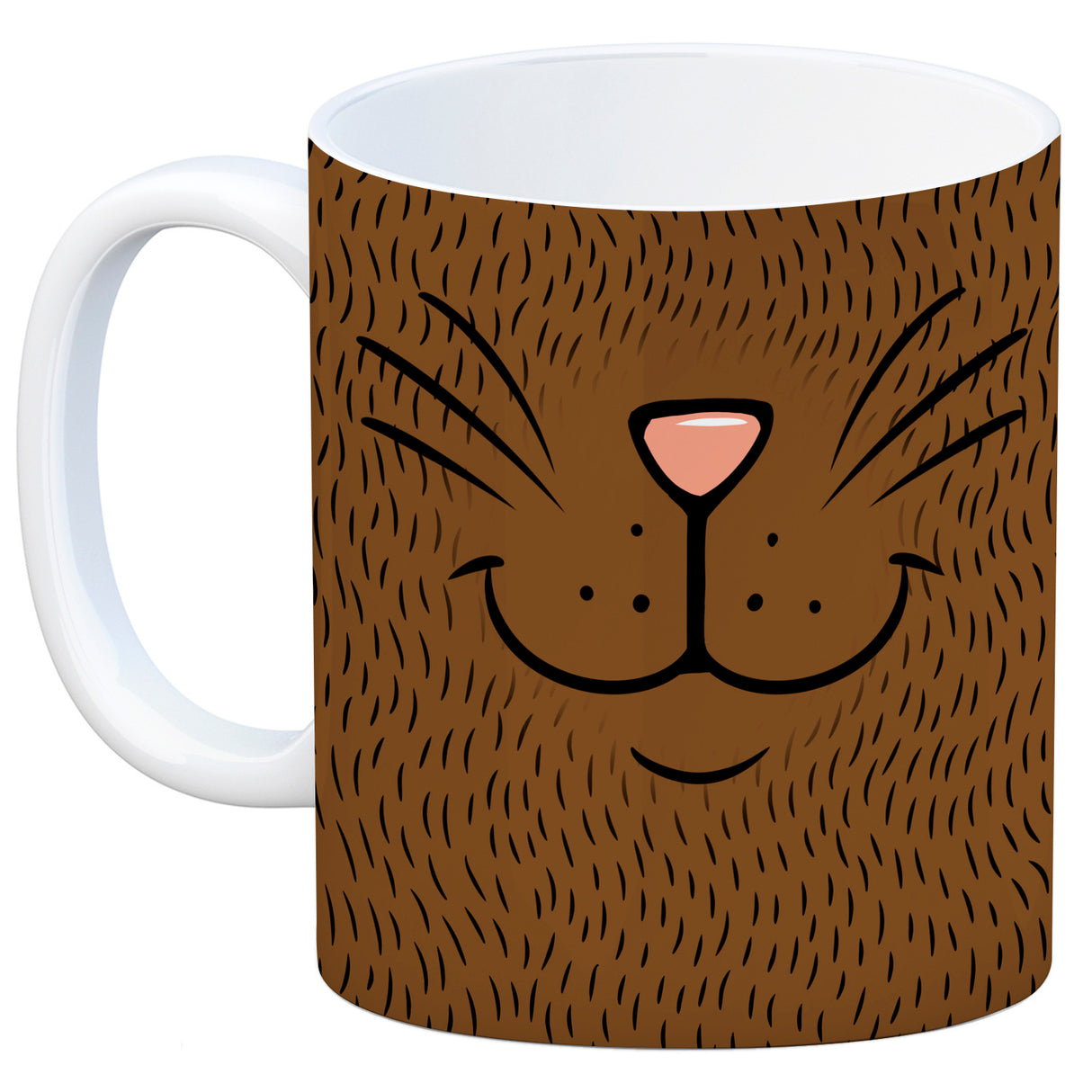 Katzengesicht Kaffeebecher mit süßem Lächeln einer Katze