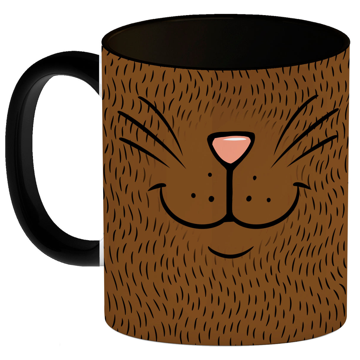 Katzengesicht Kaffeebecher mit süßem Lächeln einer Katze