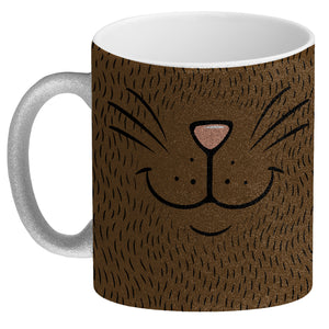Katzengesicht Kaffeebecher mit süßem Lächeln einer Katze