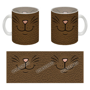 Katzengesicht Kaffeebecher mit süßem Lächeln einer Katze