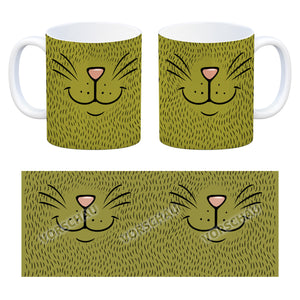 Katzengesicht Kaffeebecher mit süßem Lächeln einer Katze