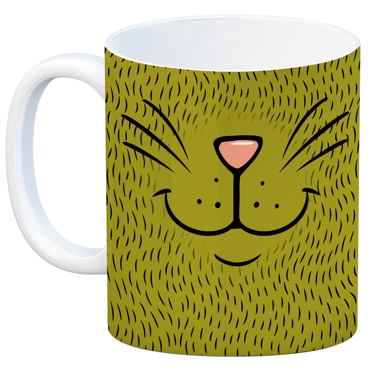 Katzengesicht Kaffeebecher mit süßem Lächeln einer Katze