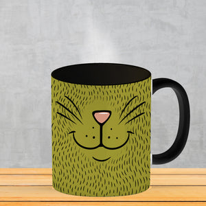 Katzengesicht Kaffeebecher mit süßem Lächeln einer Katze