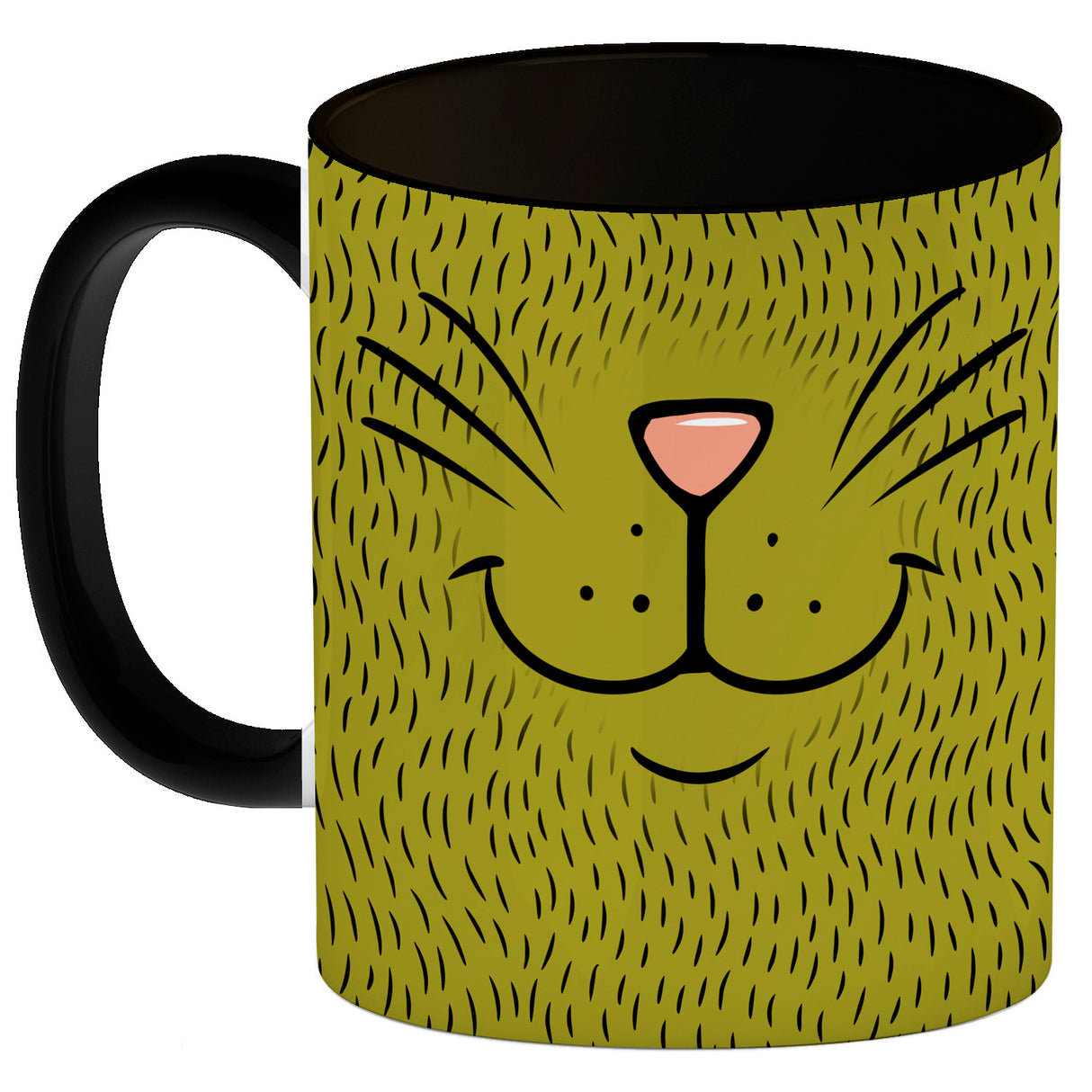 Katzengesicht Kaffeebecher mit süßem Lächeln einer Katze