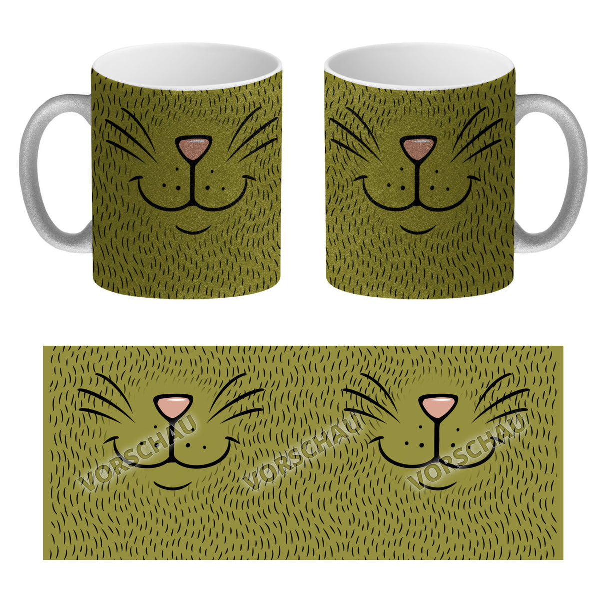 Katzengesicht Kaffeebecher mit süßem Lächeln einer Katze