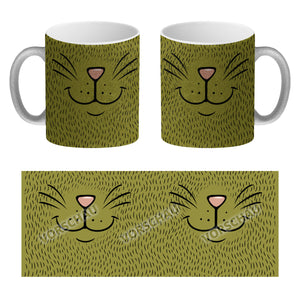 Katzengesicht Kaffeebecher mit süßem Lächeln einer Katze