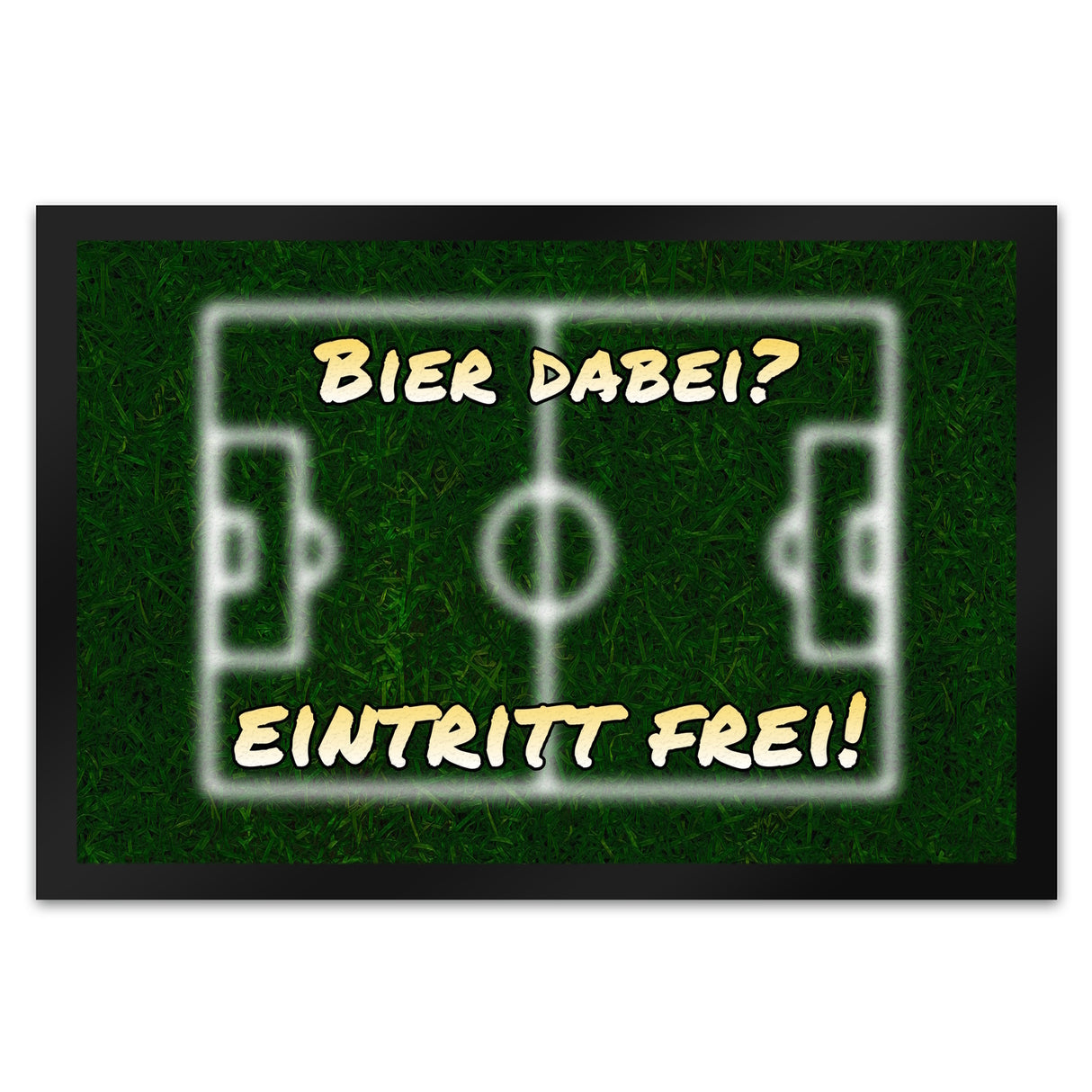 Fußballer Fußmatte in 35x50 cm mit Rasenmotiv und Spruch Bier dabei? Eintritt frei!