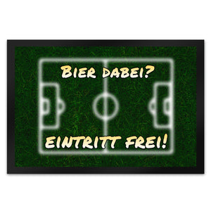 Fußballer Fußmatte in 35x50 cm mit Rasenmotiv und Spruch Bier dabei? Eintritt frei!