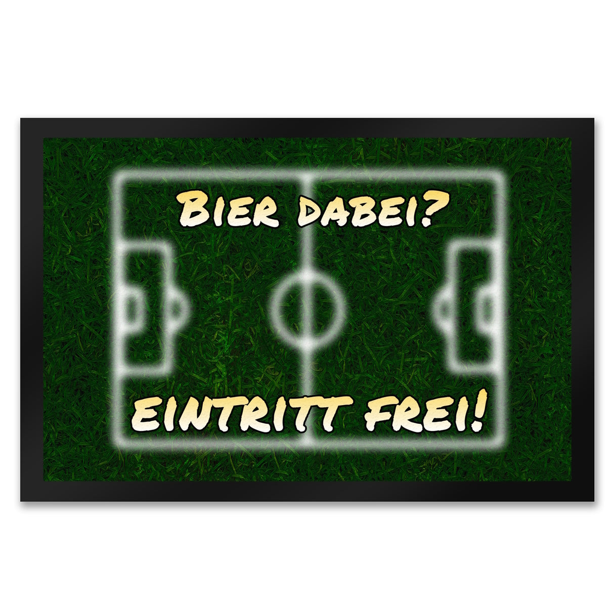 Fußballer Fußmatte in 35x50 cm mit Rasenmotiv und Spruch Bier dabei? Eintritt frei!