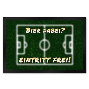 Fußballer Fußmatte in 35x50 cm mit Rasenmotiv und Spruch Bier dabei? Eintritt frei!