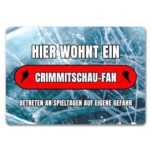 Hier wohnt ein Crimmitschau-Fan Fußmatte in 35x50 cm mit Eishallen Boden-Motiv