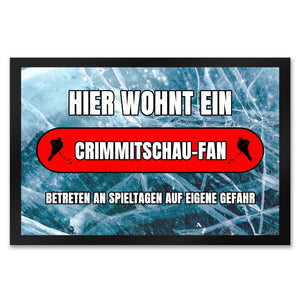 Hier wohnt ein Crimmitschau-Fan Fußmatte in 35x50 cm mit Eishallen Boden-Motiv