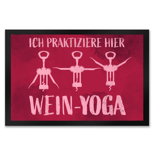 Ich praktiziere hier Wein-Yoga - Fußmatte mit Yoga-Korkenziehern