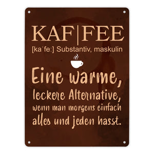 Kaffee - Metallschild mit Wortdefinition