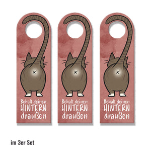 Komm doch rein oder Behalt deinen Hintern draußen - Türhänger mit oranger Katze