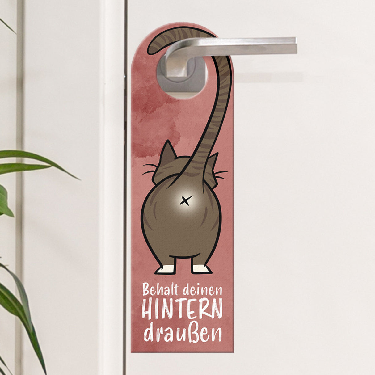 Komm doch rein oder Behalt deinen Hintern draußen - Türhänger mit oranger Katze