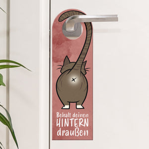 Komm doch rein oder Behalt deinen Hintern draußen - Türhänger mit oranger Katze