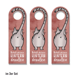 Komm doch rein oder Behalt deinen Hintern draußen - Türhänger mit oranger Katze
