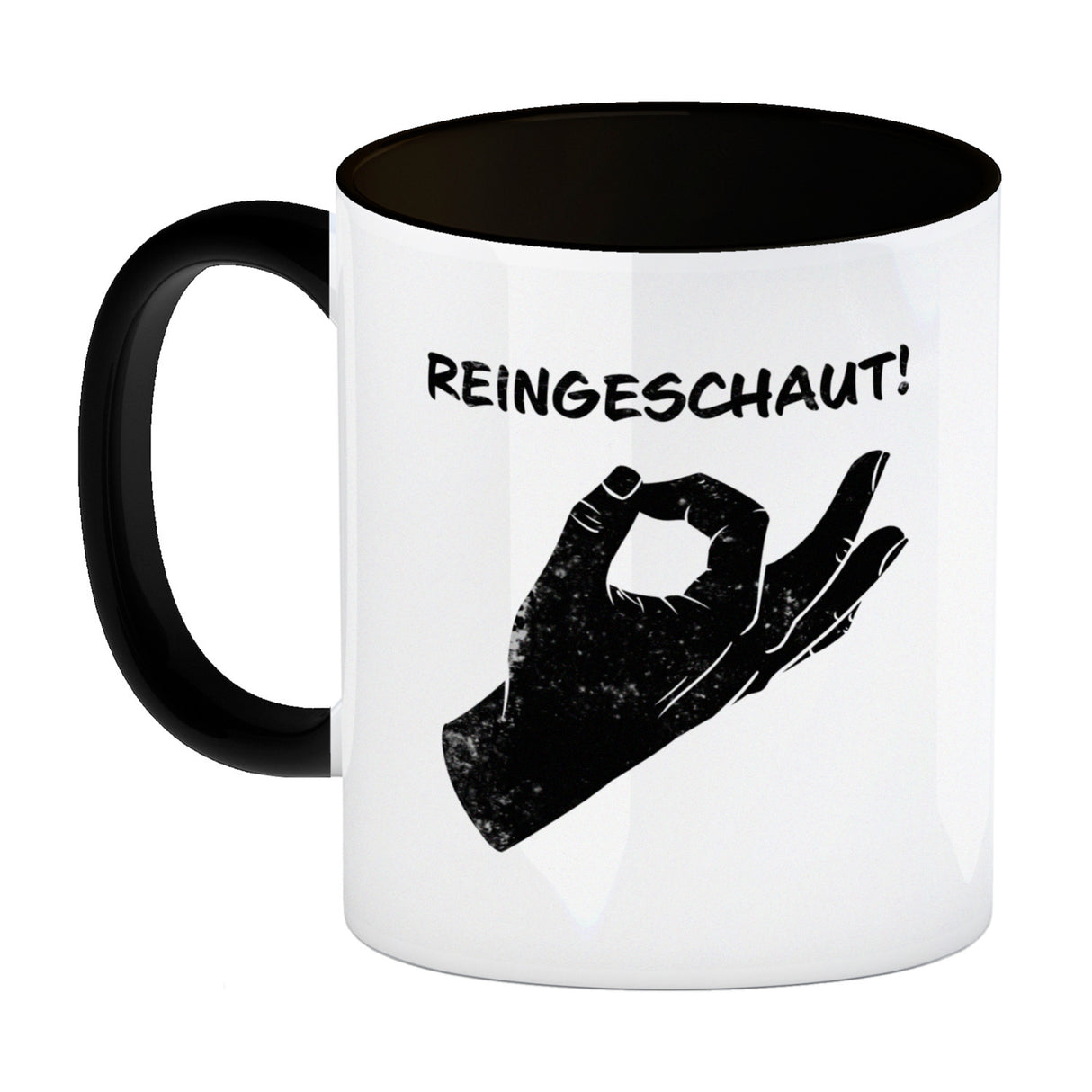 Reingeschaut! Kaffeebecher mit lustigem Streich