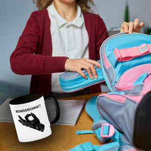 Reingeschaut! Kaffeebecher mit lustigem Streich