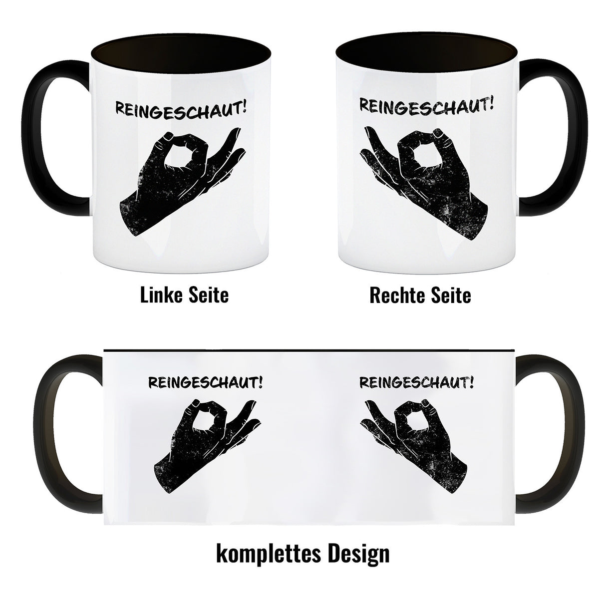 Reingeschaut! Kaffeebecher mit lustigem Streich