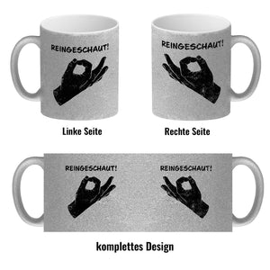 Reingeschaut! Kaffeebecher mit lustigem Streich