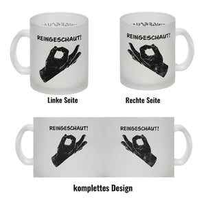 Reingeschaut! Kaffeebecher mit lustigem Streich