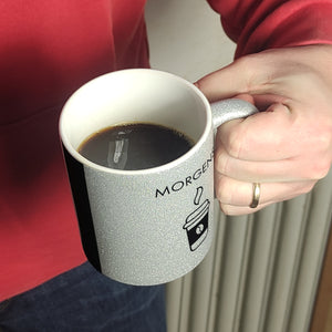 Morgens und Abends Kaffeebecher mit Kaffeebecher und Weinglas Wendemotiv