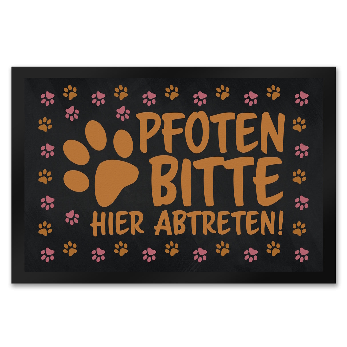 Pfoten bitte hier abtreten Fußmatte mit bunten Fußspuren von Hunden
